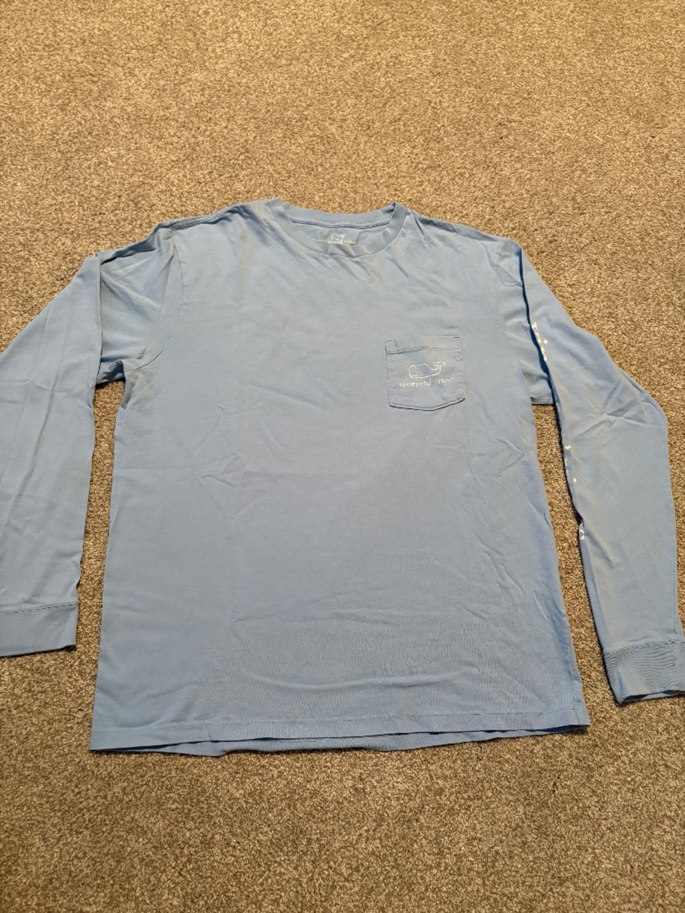 Vineyard Vines Whale Logo Long Sleeve Pocket T Shirt Blue Men’s M